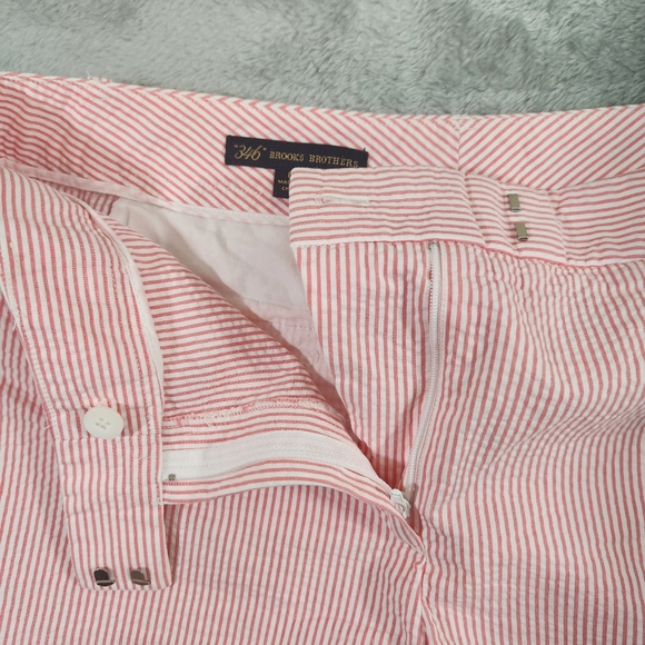 346 brooks brothers pink white seersucker bermuda shorts sz 6 100% cotton 10in - Picture 4 of 8